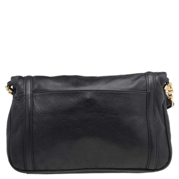 Tory Burch Black Leather Amanda Foldover Black Pebble Leather Crossbody EUC - Picture 4 of 16